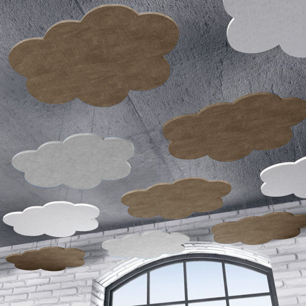 Panneau acoustique de plafond Bilnora, extra dense, en forme de nuage 82×125×1,2 cm